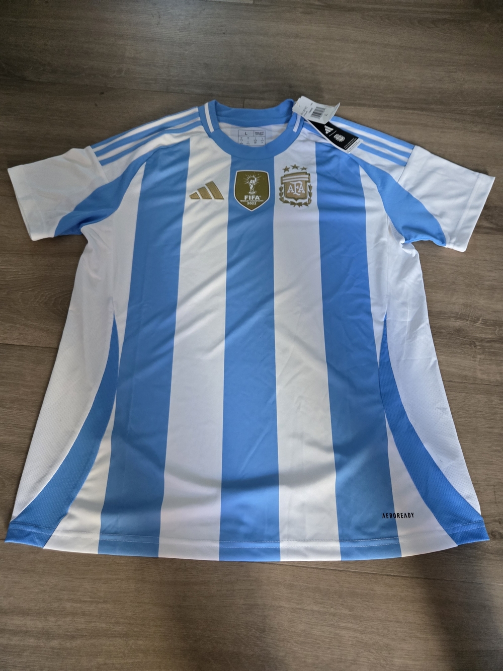 adidas Light Blue & White Striped Soccer Jersey